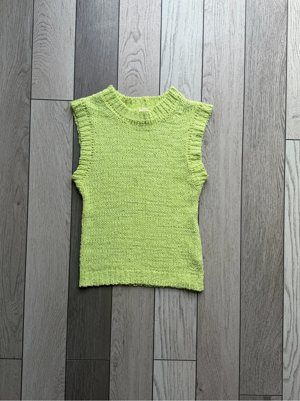 Ron Herman LA Lime Green Knit Sweater Vest Sleeveless Top Size XS 100% cotton